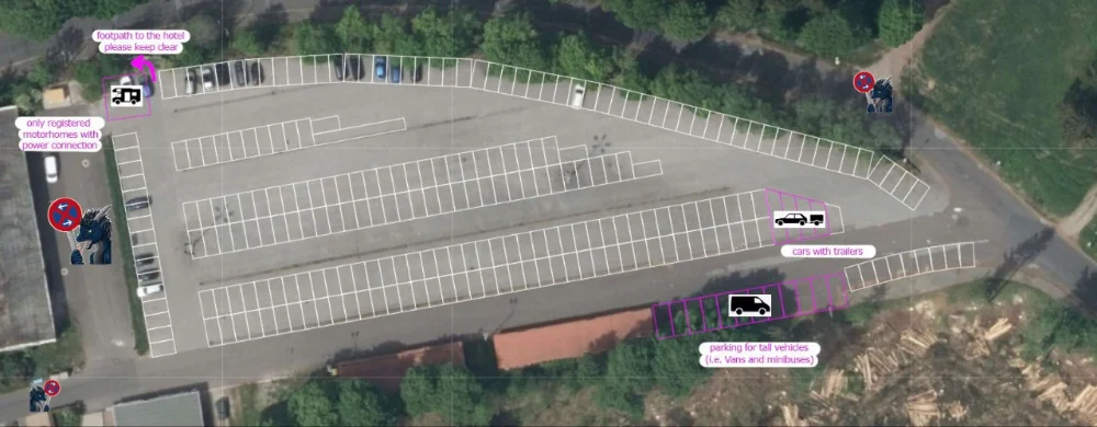Parking lot map at the lower parking lot of the Ringberg Hotel